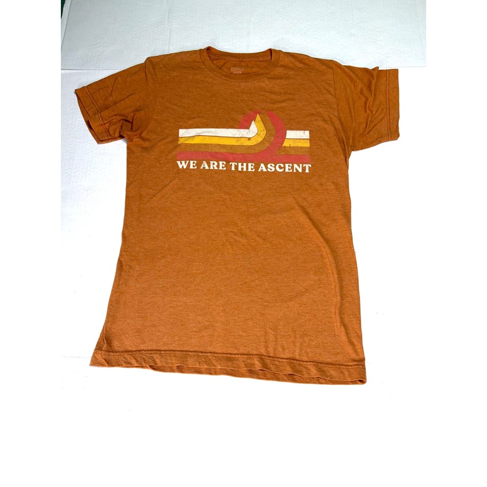 Sunday Cool We Are The Ascent Graphic T-Shirt Orange Heather Small Retro Stripe